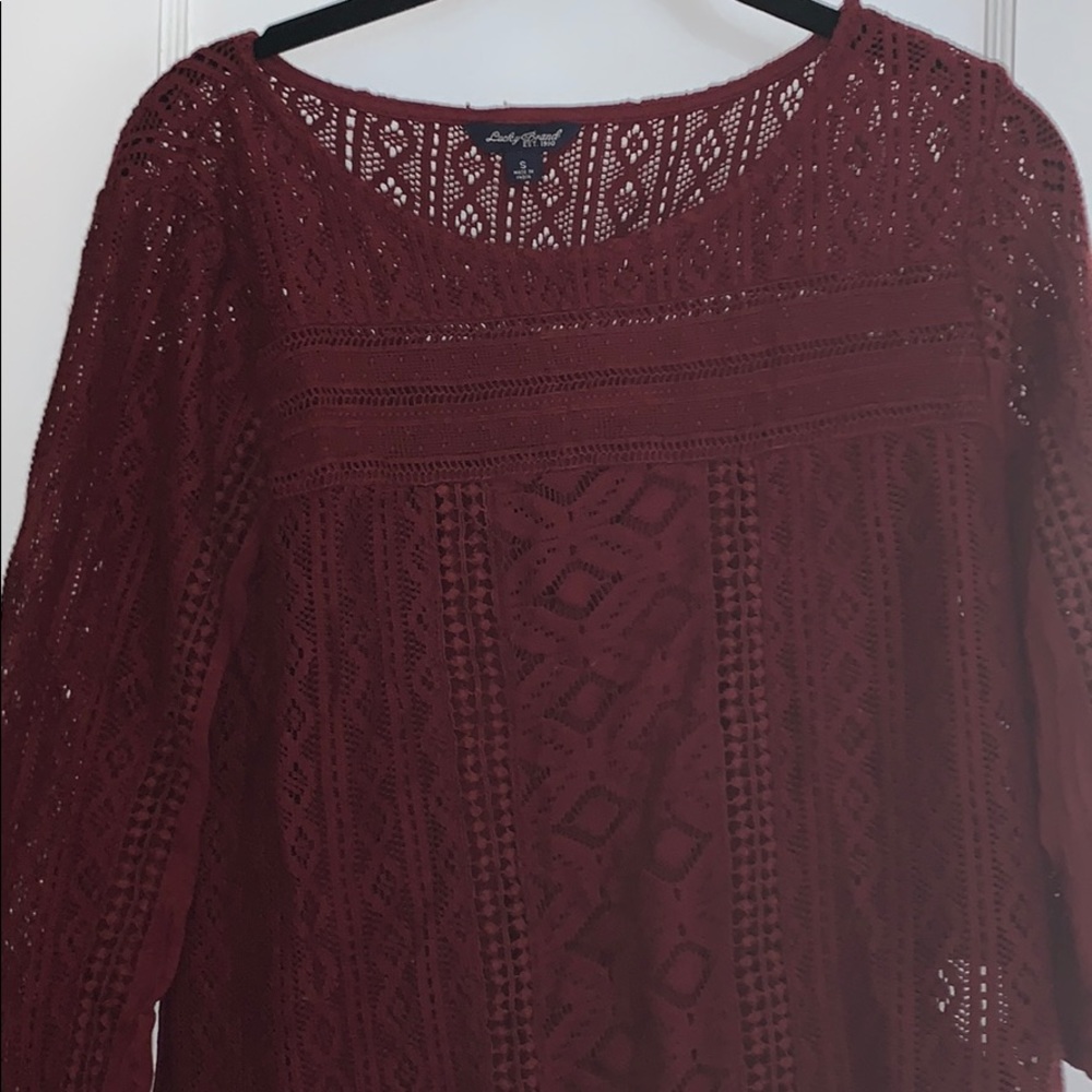 Maroon crochet Lucky Brand Shirt